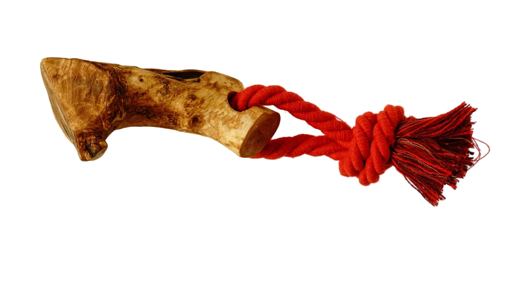 hundsfutter - Olive wood teether with cotton cord - Dog.Dog.Cat.