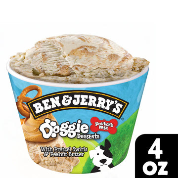 Ben And Jerry Frozen Desserts -Peanut Butter with Pretzel Swirls : 4 pack of 4 oz cups - Dog.Dog.Cat.