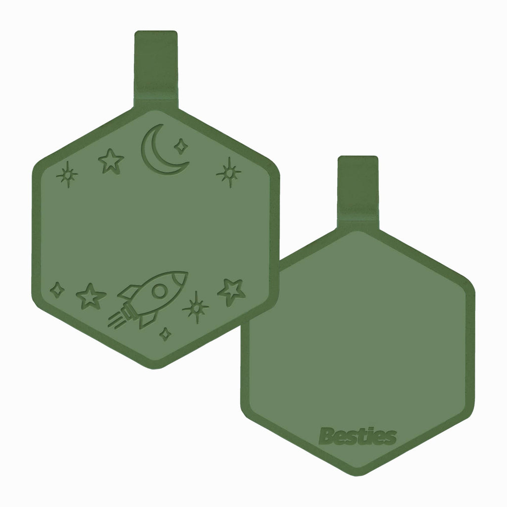 Besties Pets - Space Cadet Silicone Dog ID Tag: Chartreuse - Dog.Dog.Cat.