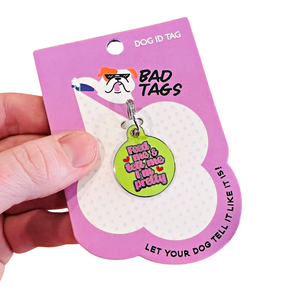 Cute Dog ID Tag w/ Personalized QR Code or Custom Engraving - Tell Me I'm Pretty - Dog.Dog.Cat.