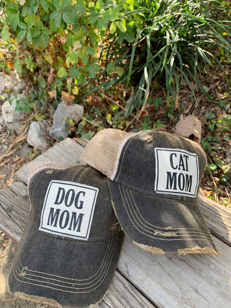 Dog Mom Distressed Trucker Hat Baseball Cap - Dog.Dog.Cat.
