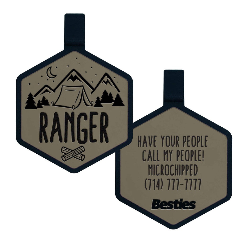 Besties Pets - Happy Camper Silicone Dog ID Tag - Dog.Dog.Cat.
