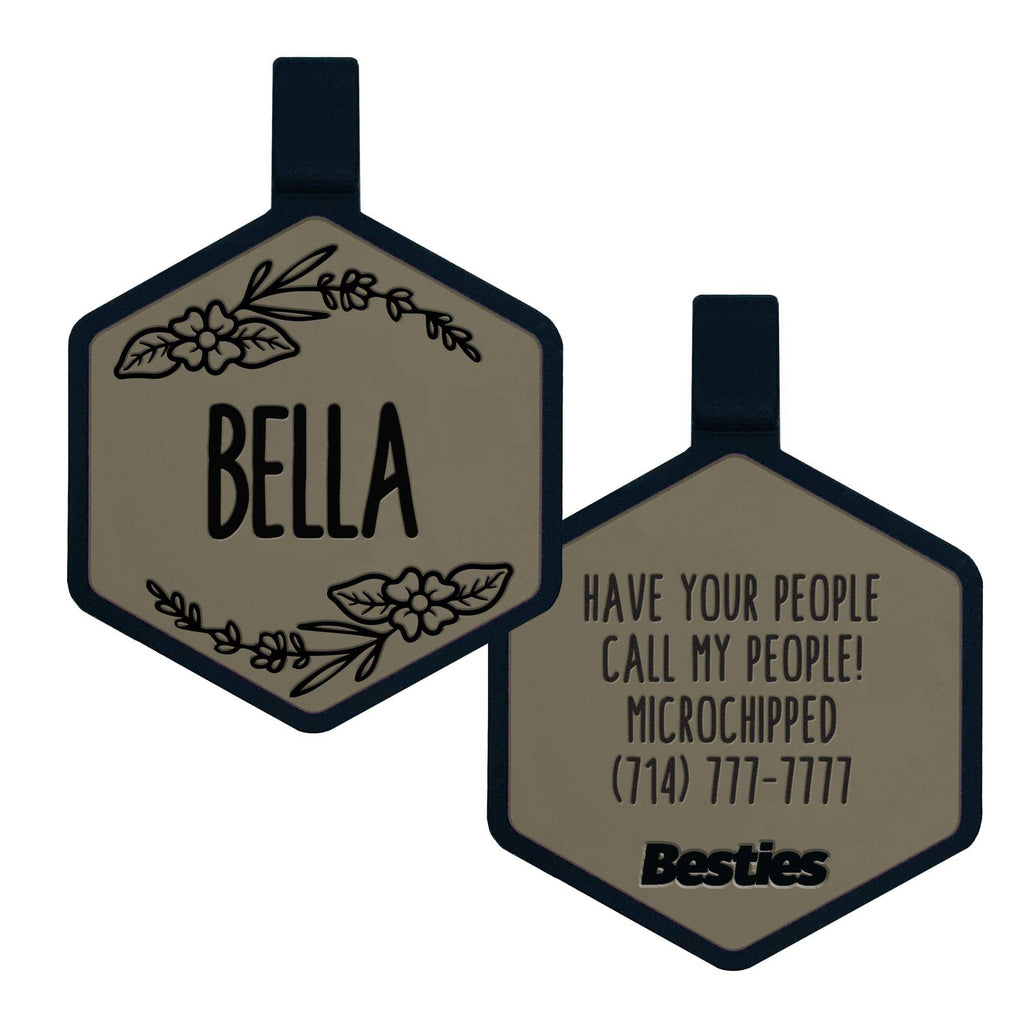 Besties Pets - Blossom Silicone Dog ID Tag - Dog.Dog.Cat.