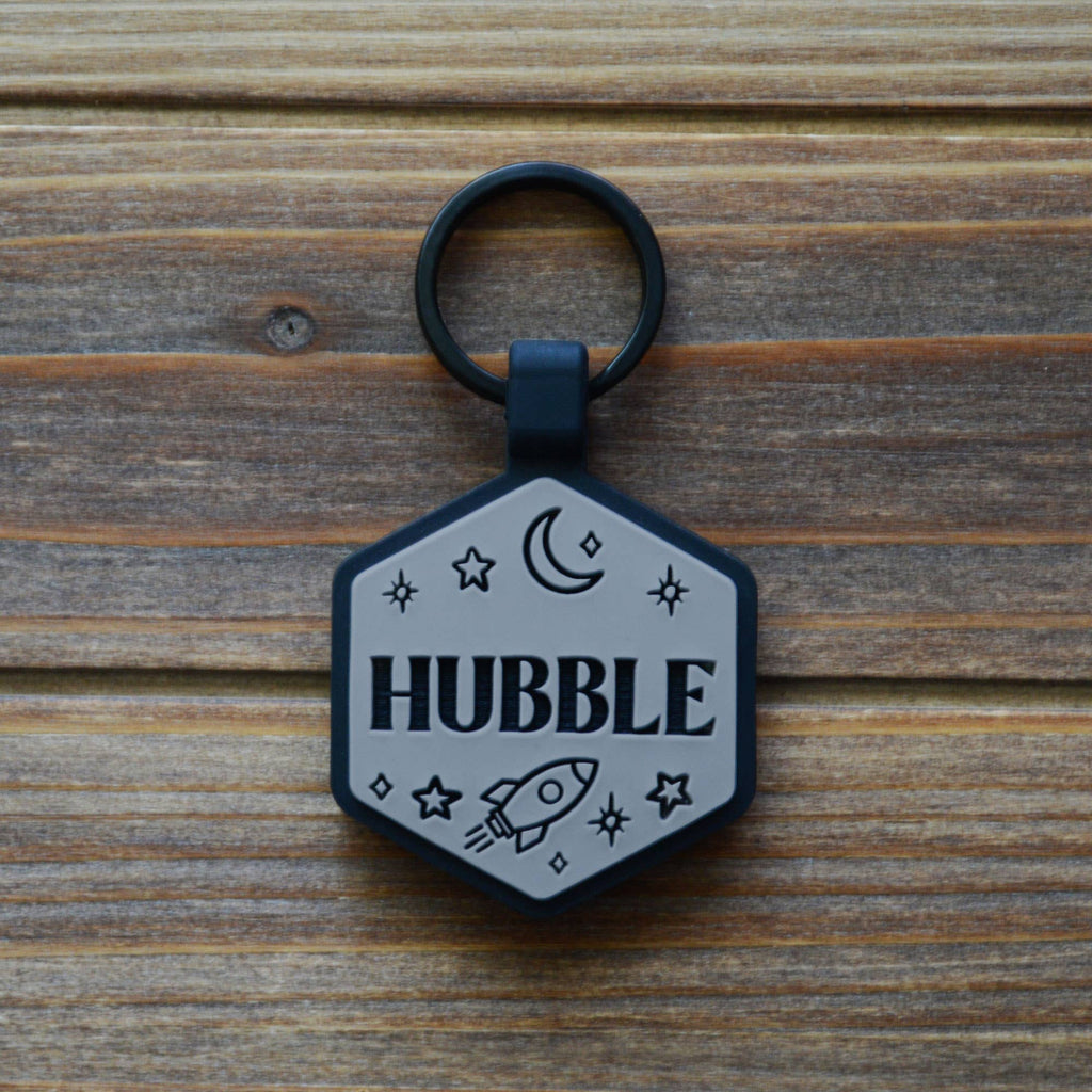 Besties Pets - Space Cadet Silicone Dog ID Tag: Chartreuse - Dog.Dog.Cat.