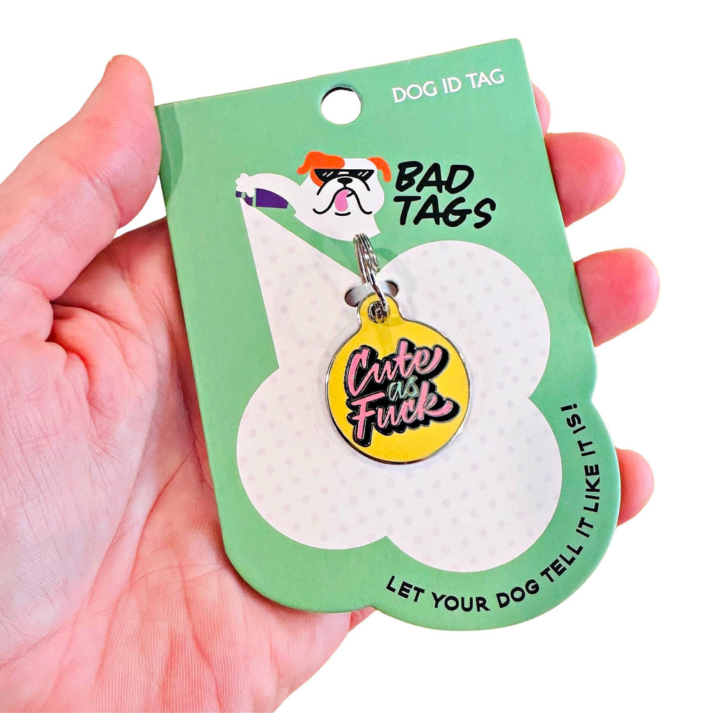 Personalized Pet ID Tag Collar Charm - Cute as Fuck - Dog.Dog.Cat.
