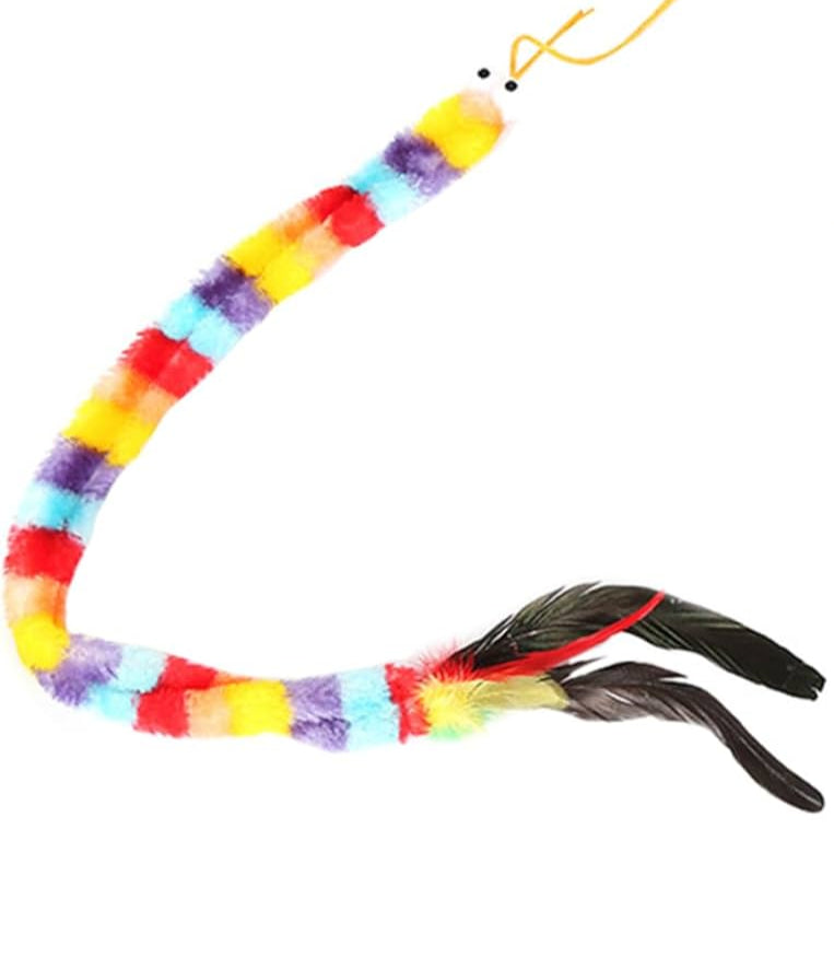 Stripey Fleece with Feathers Wand Attachment Cat Toy - Dog.Dog.Cat.