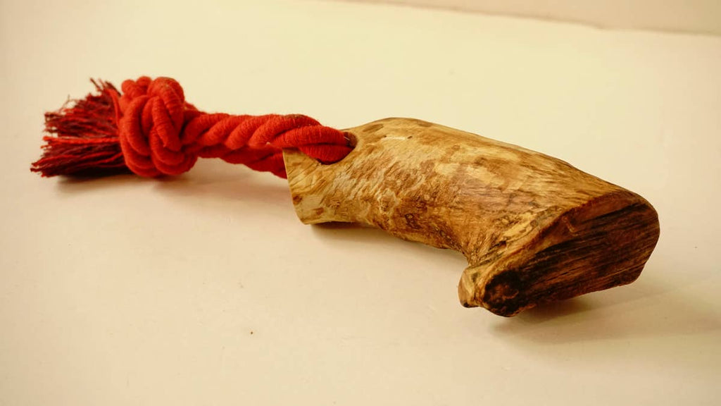 hundsfutter - Olive wood teether with cotton cord - Dog.Dog.Cat.