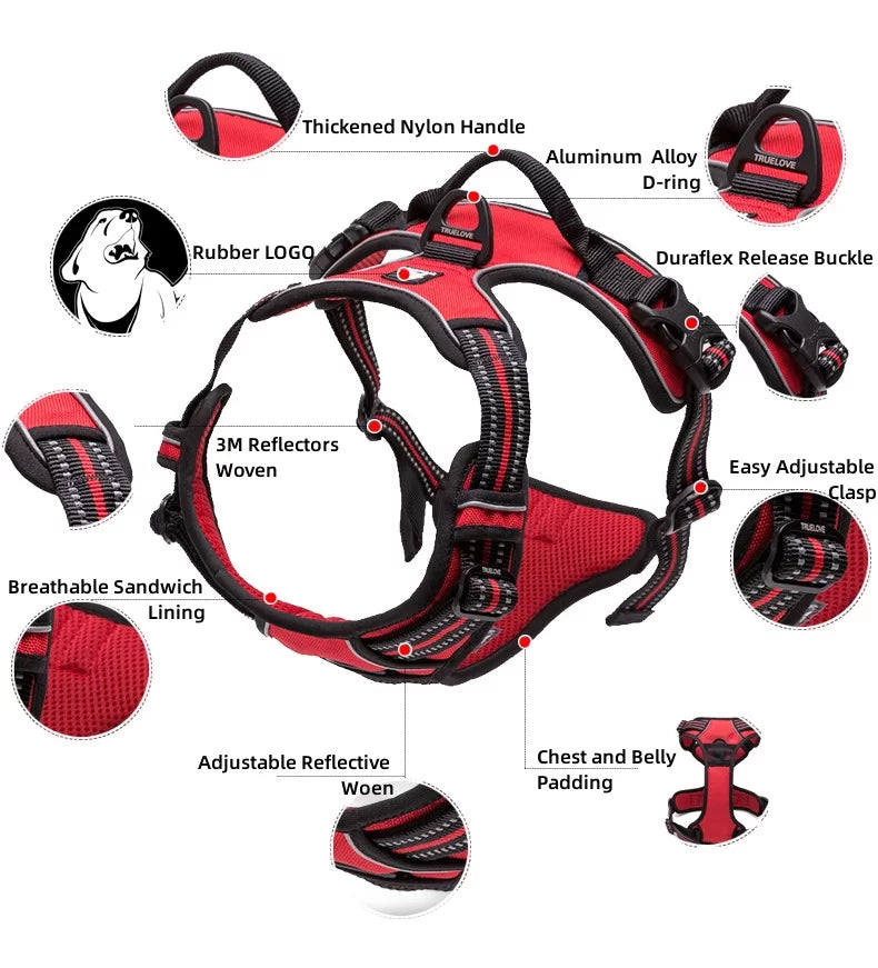 True Love Adjustable Dog Harness TLH5651 - Red - Dog.Dog.Cat.