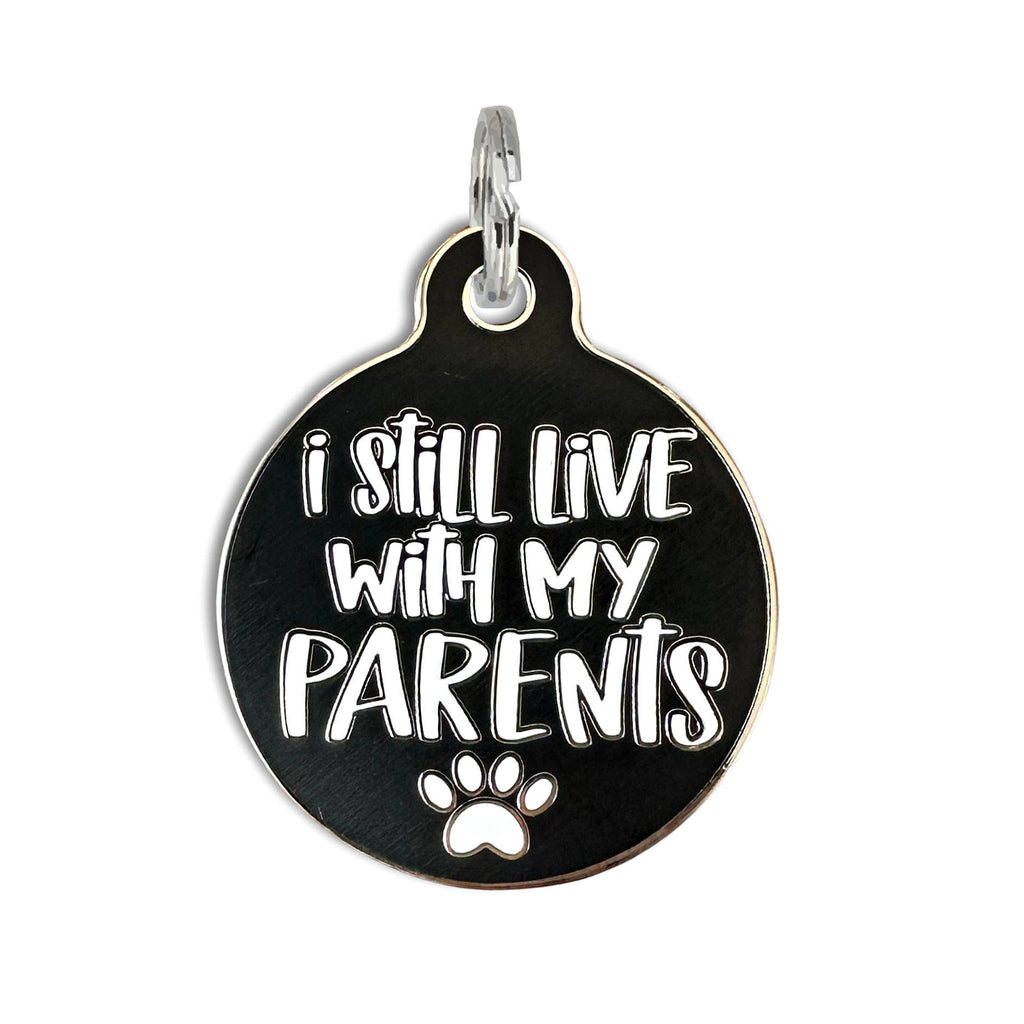 Bad Tags - Dog ID Tag with Personalized QR Code - Live with my Parents - Dog.Dog.Cat.