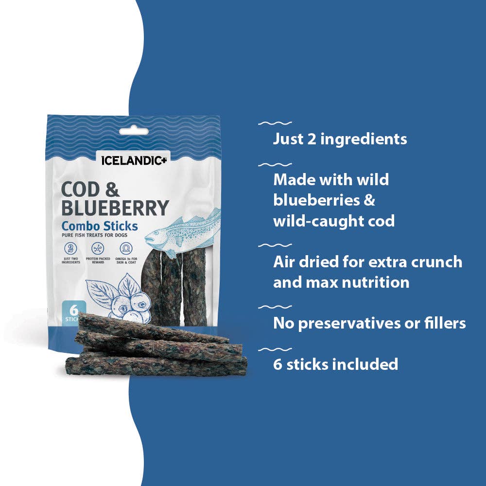 Icelandic+ - Icelandic+ Cod & Blueberry Combo Sticks Dog Treats - Dog.Dog.Cat.