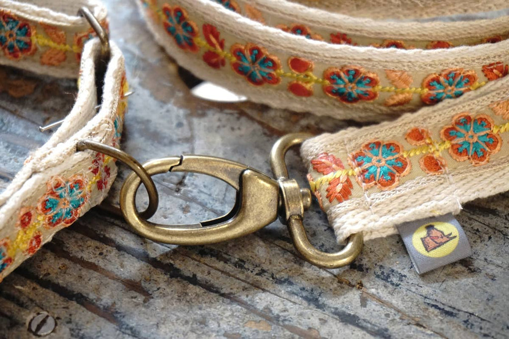 hundsfutter - Fine natural cotton collar for summer with leash - Dog.Dog.Cat.