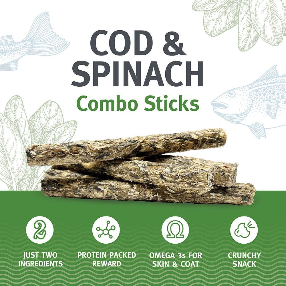 Icelandic+ - Icelandic+ Cod & Spinach Combo Sticks Dog Treats - Dog.Dog.Cat.
