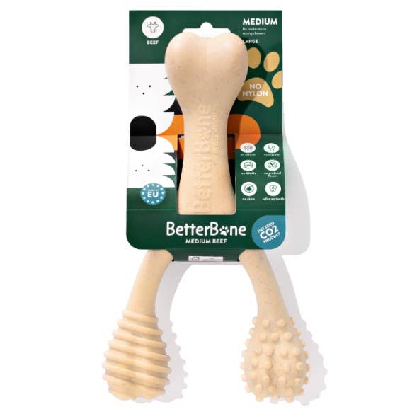 BetterBone Medium Beef Dog Chew Toy for Dogs – Durable and Engaging Chew Toy - Dog.Dog.Cat.