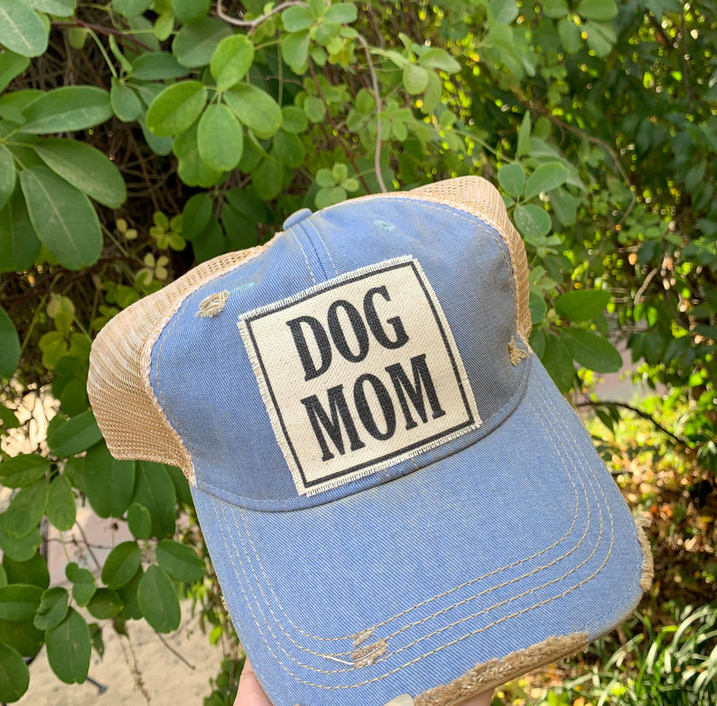 Dog Mom Distressed Trucker Hat Baseball Cap - Dog.Dog.Cat.