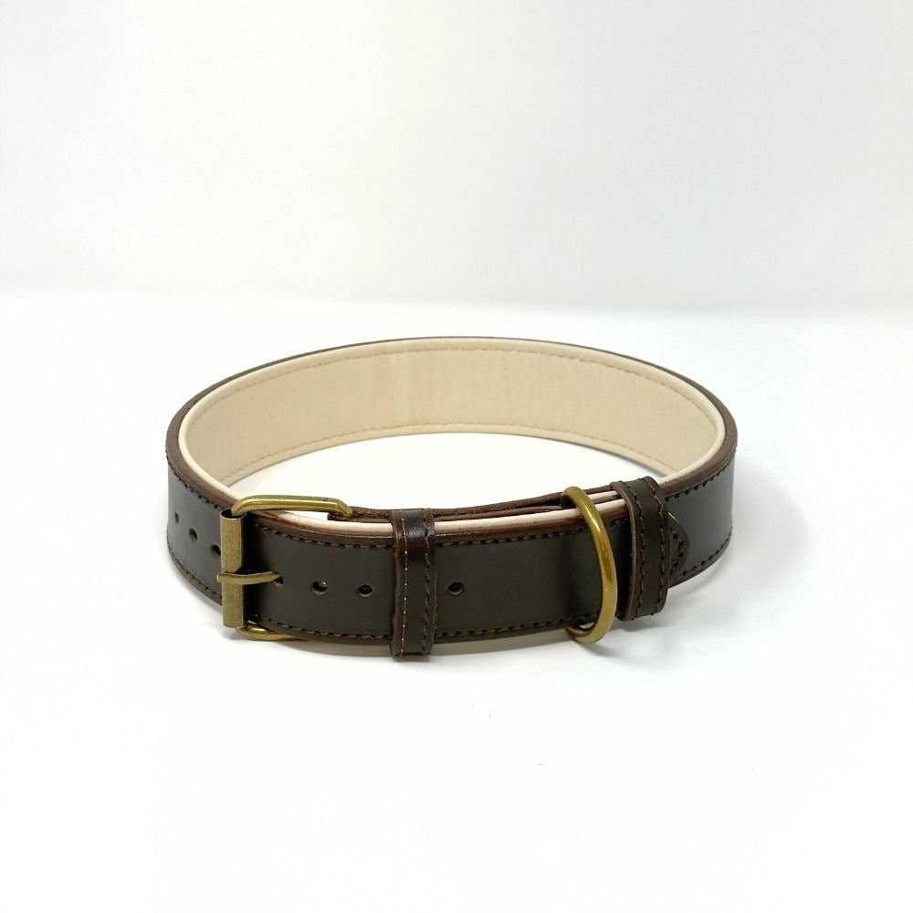 CustomFit – Soft Padded Brown Leather Dog Collar - Dog.Dog.Cat.