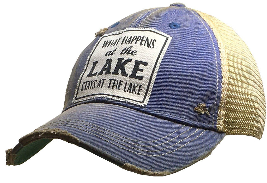 What Happens At The Lake Stays At The Lake Trucker Cap Hat - Dog.Dog.Cat.