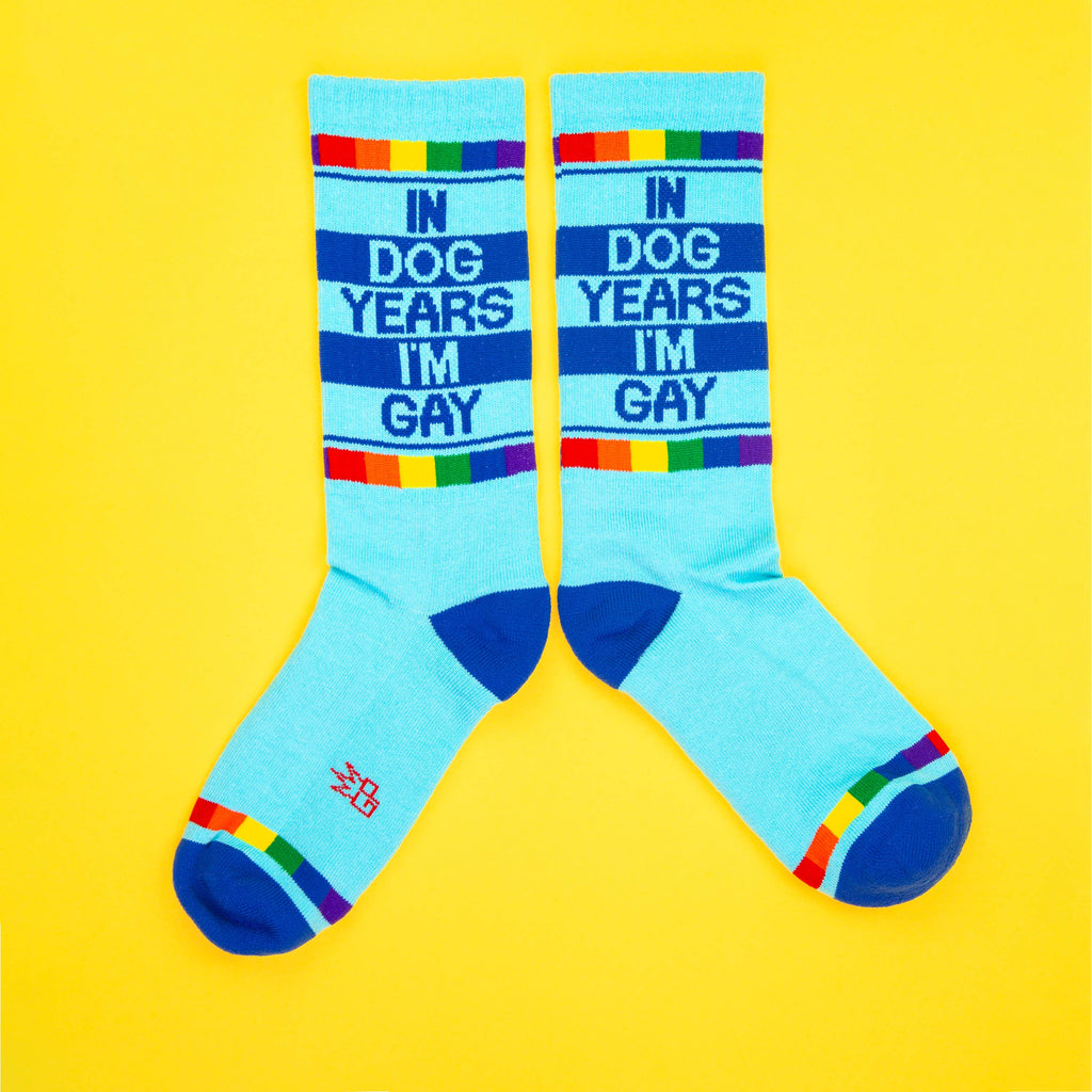 In Dog Years I'm Gay Gym Crew Socks - Dog.Dog.Cat.