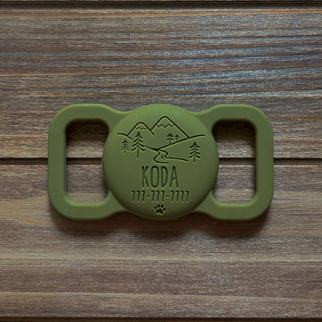 Besties Pets - Mountain Adventure Silicone Pet AirTag Holder - Personalized - Dog.Dog.Cat.