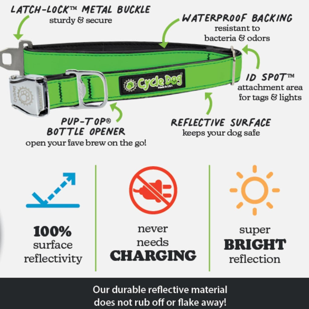 Cycle Dog Reflective Collar Wide Silver Reflective - Dog.Dog.Cat.