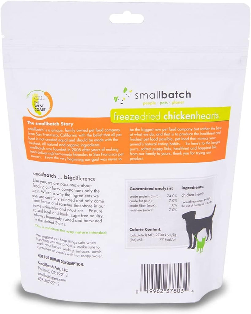 Small Batch Freeze Dried Dog Treat - Chicken Heart : 3.5 oz - Dog.Dog.Cat.