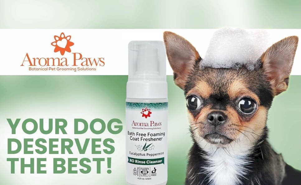 Aroma Paws - 4.25 oz. Bath Free Foaming Coat Freshener-Rinse Free Cleaner - Dog.Dog.Cat.