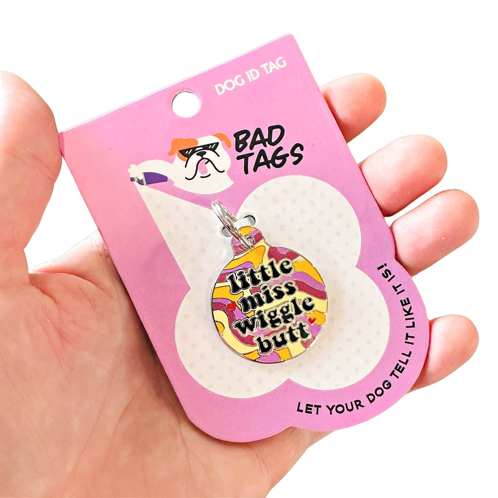 Bad Tags - Dog ID Tag Personalized - Little Miss Wiggle Butt  - Dog.Dog.Cat.