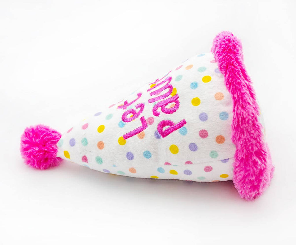 ThoozyPet Birthday Hat Pink Plush Dog Toy 7" - Dog.Dog.Cat.