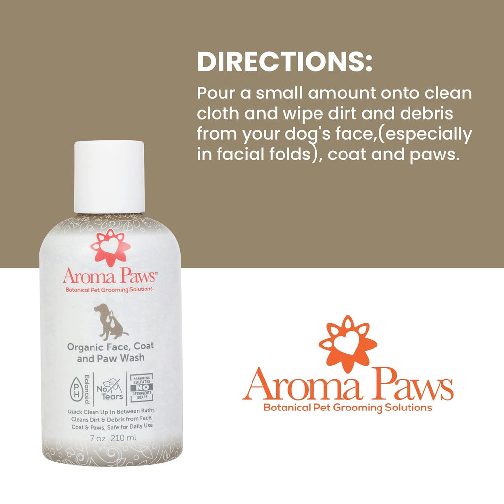 Aroma Paws - 7 Oz. Organic Face, Coat & Paw Wash - Dog.Dog.Cat.