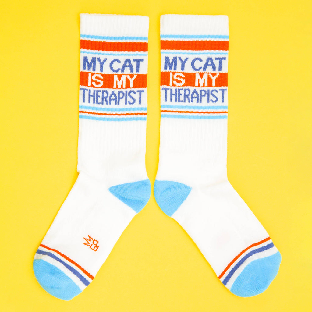 Gumball Poodle - My Cat Is My Therapist Gym Crew Socks - Dog.Dog.Cat.
