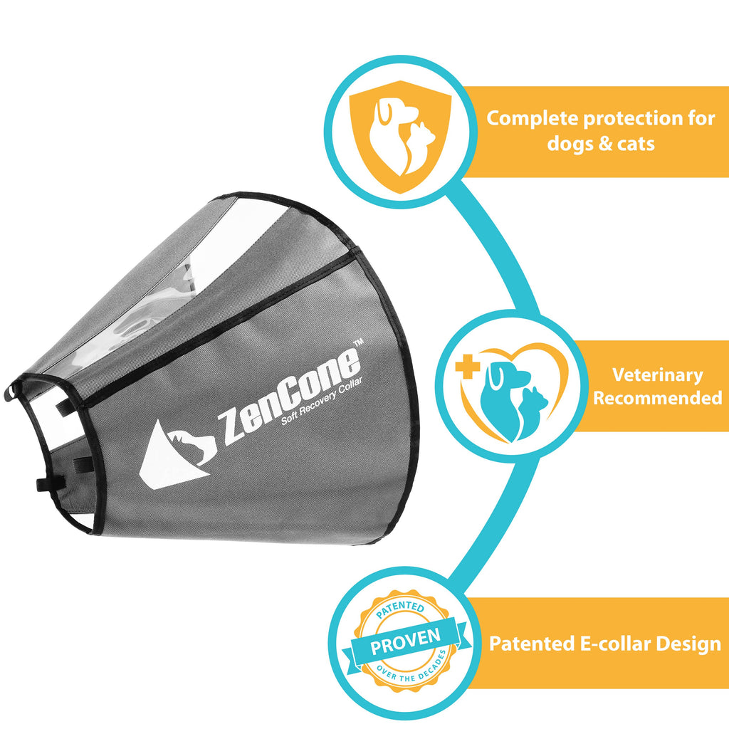 ZenCone Soft Recovery Collar with Windows by ZENPET for Comfortable Pet Healing - Dog.Dog.Cat.