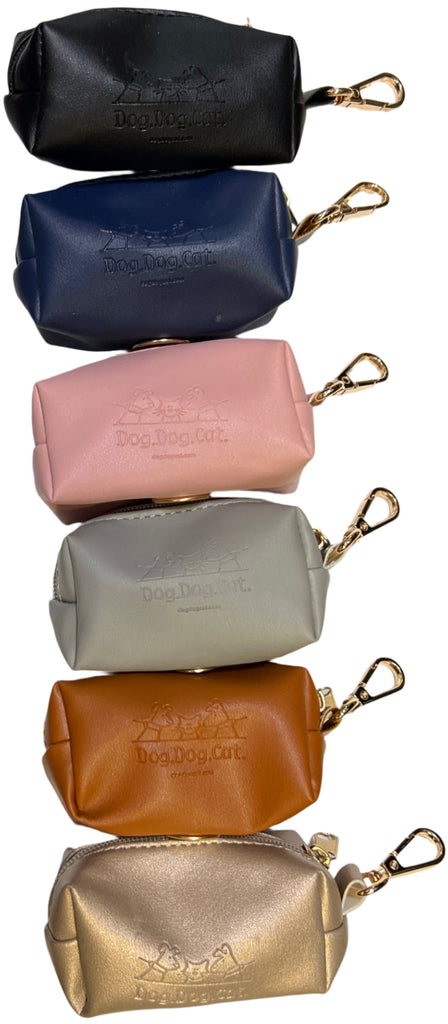 PU Leather Wastebag  Holder - Hold your dog poop bag up to 2 rolls. - Dog.Dog.Cat.