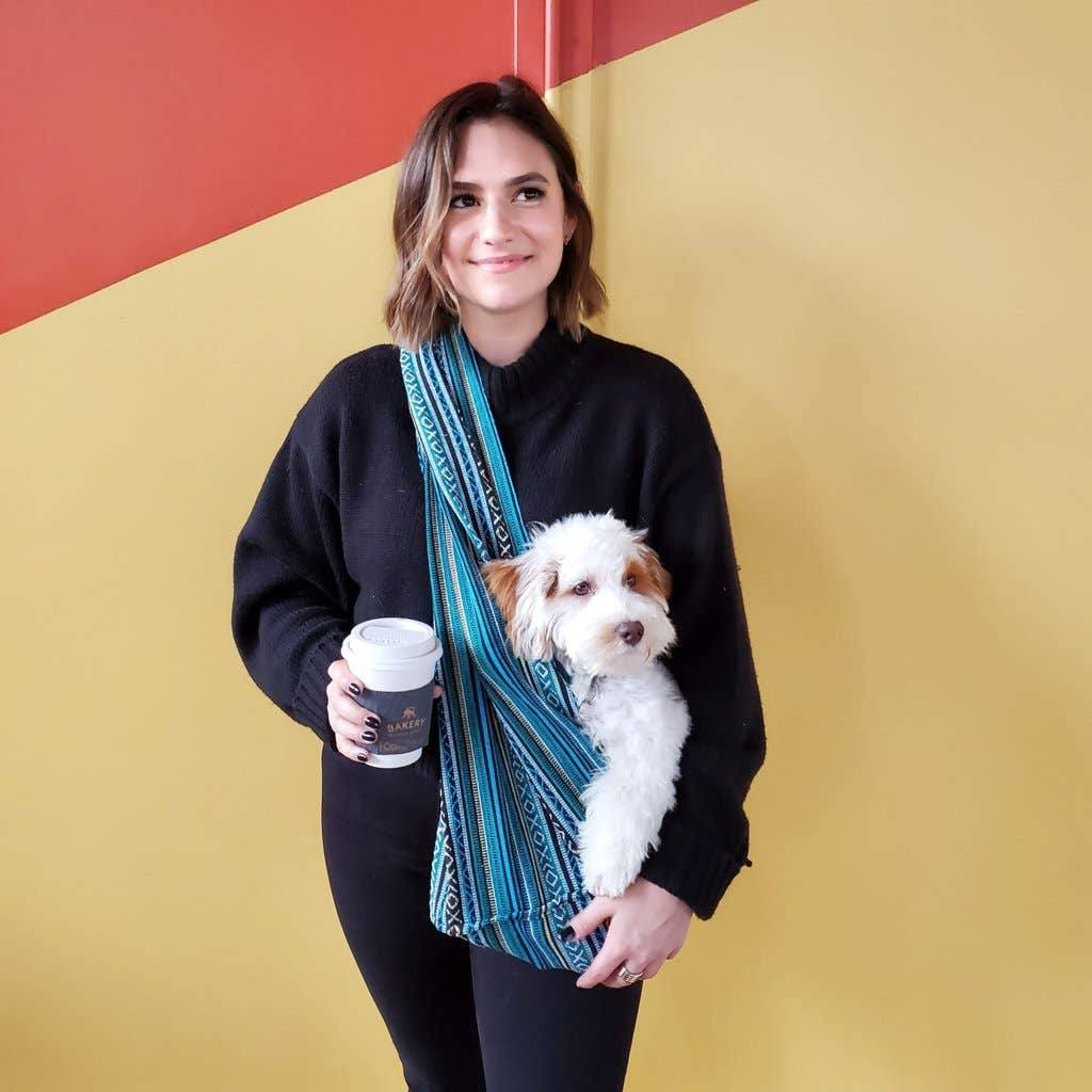 Walking Palm - Dog Sling - Peacock Blue Woven - Dog.Dog.Cat.