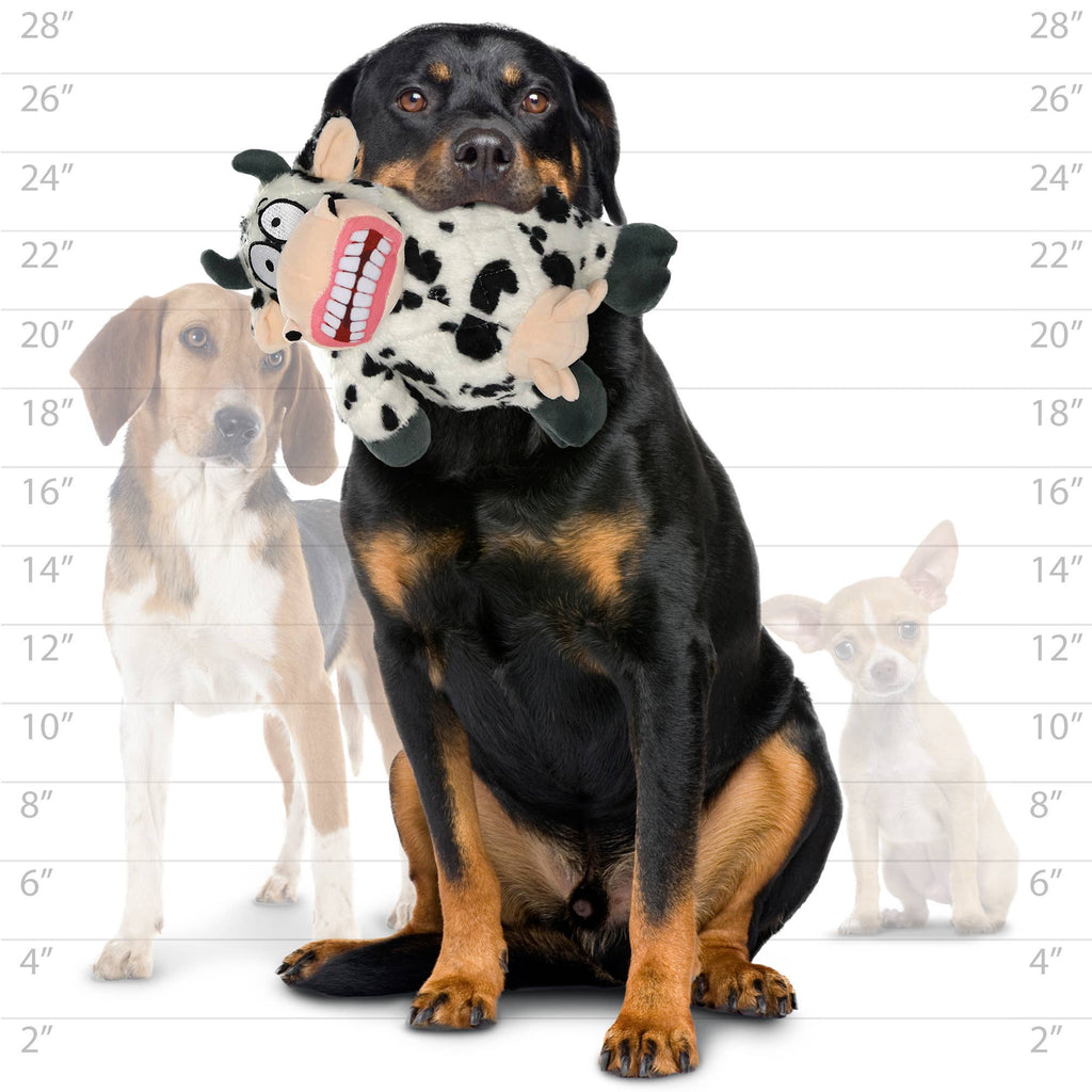 Tuffy Dog Toys - VIP Products - Mighty Angry Animals Cow, Plush, Squeaky Dog Toy - Dog.Dog.Cat.