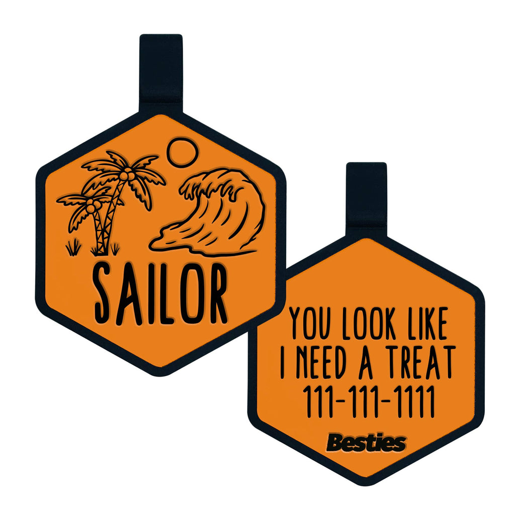 Besties Pets - Life's A Beach Silicone Dog ID Tag - Dog.Dog.Cat.