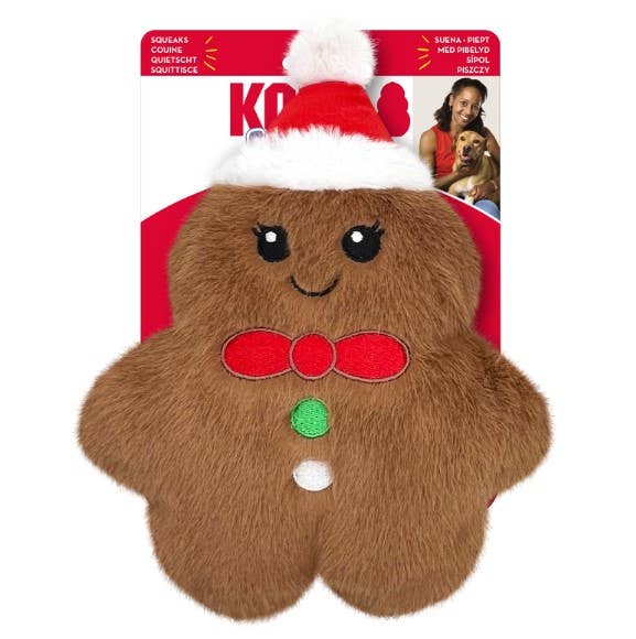 KONG Holiday Snuzzles Mini Gingerbread Plush Dog Toy - Dog.Dog.Cat.