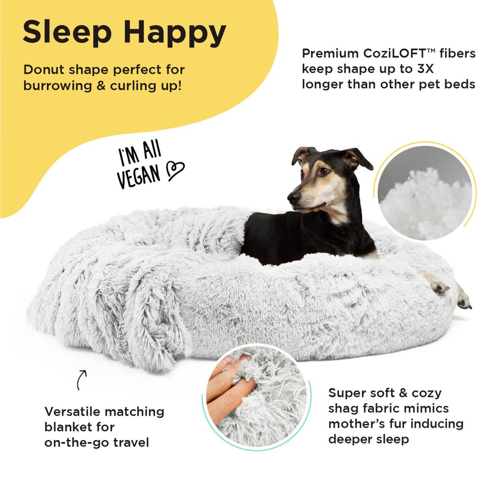 Donut Shag Bundle Bed and Blanket Frost 36"x36" - Dog.Dog.Cat.