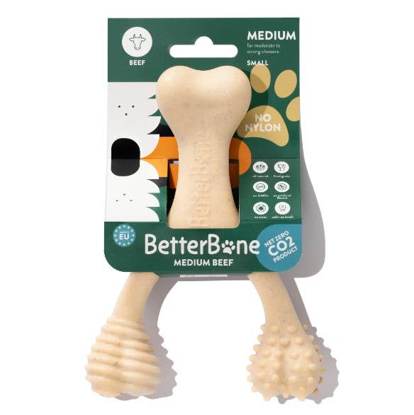 BetterBone Medium Beef Dog Chew Toy for Dogs – Durable and Engaging Chew Toy - Dog.Dog.Cat.