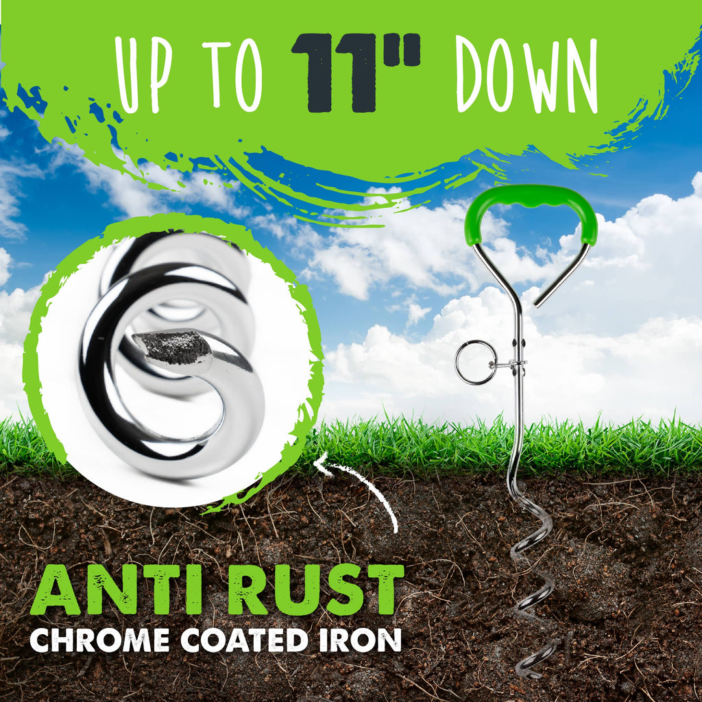 Mighty Paw - Durable Dog Tie Out Stake for Secure Outdoor Play - Dog.Dog.Cat.