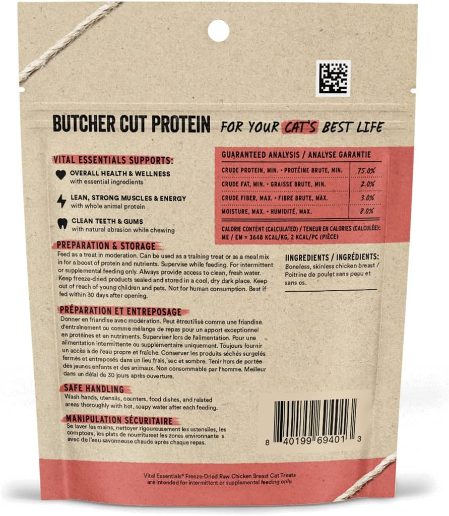 Vital Essentials Freeze Dried Raw Single Ingredient Cat Treats, Chicken Breast - Dog.Dog.Cat.