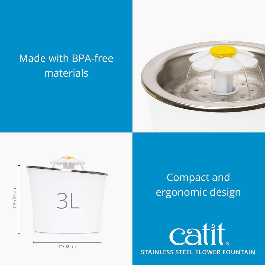 Catit Flower Fountain Stainless Steel - Dog.Dog.Cat.