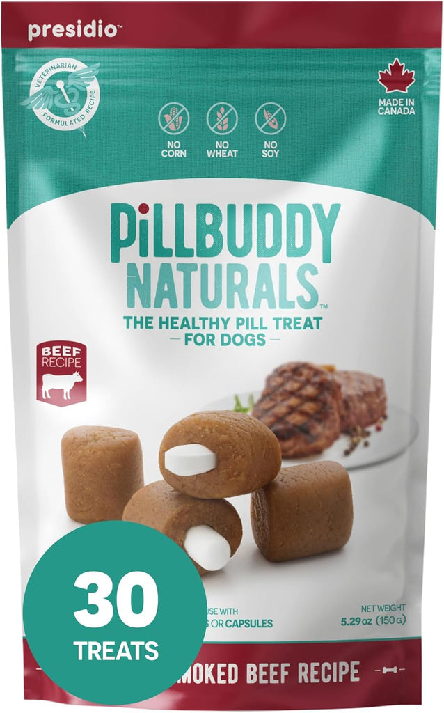 Presidio Pill Buddy Naturals - PB & Banana Recipe Pill Hiding Treats for Dogs - Make A Perfect Pill Concealing Pocket Or Pouch for Any Size Medication - 30 Servings - Dog.Dog.Cat.