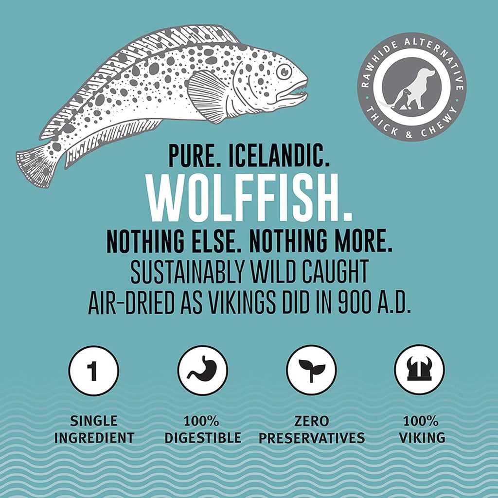 Icelandic+ Sticks & Pieces: Wolffish 9oz - Pure Fish Skin Dog Treats, Air-Dried Single Ingredient Long Lasting Chews - Dog.Dog.Cat.