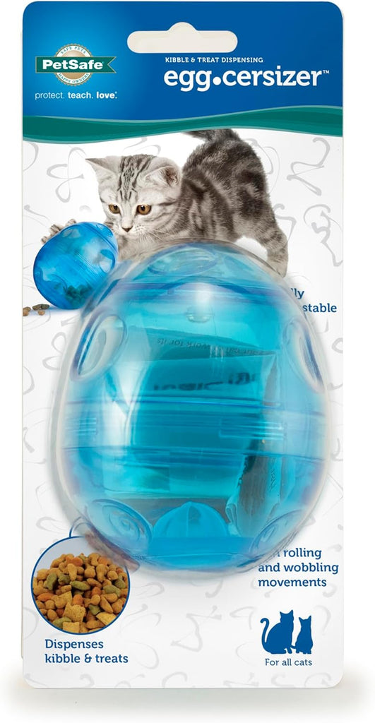 PetSafe FUNKitty Egg Cersizer - Cat Slow Feeder - Interactive Cat Meal Dispensing Toy - Great for Portion Control and Fast Eaters - Improve Digestion - Cat Enrichment and Exercise Toy - Dog.Dog.Cat.