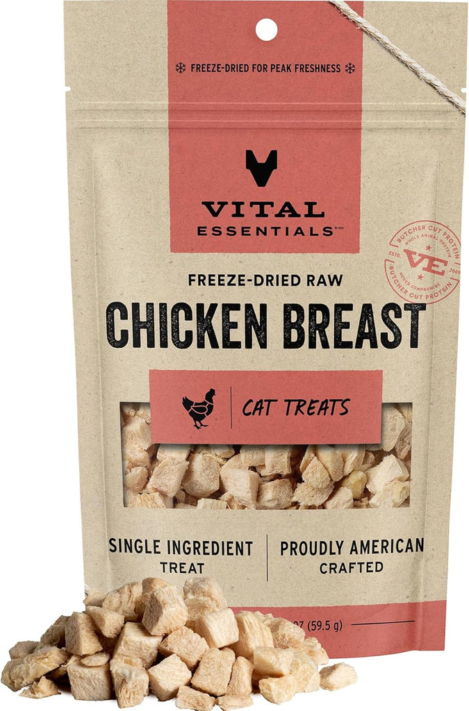 Vital Essentials Freeze Dried Raw Single Ingredient Cat Treats, Chicken Breast - Dog.Dog.Cat.