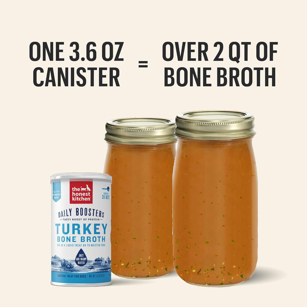 The Honest Kitchen Daily Boosters: Instant Turkey Bone Broth With Turmeric, 3.6 oz - Dog.Dog.Cat.