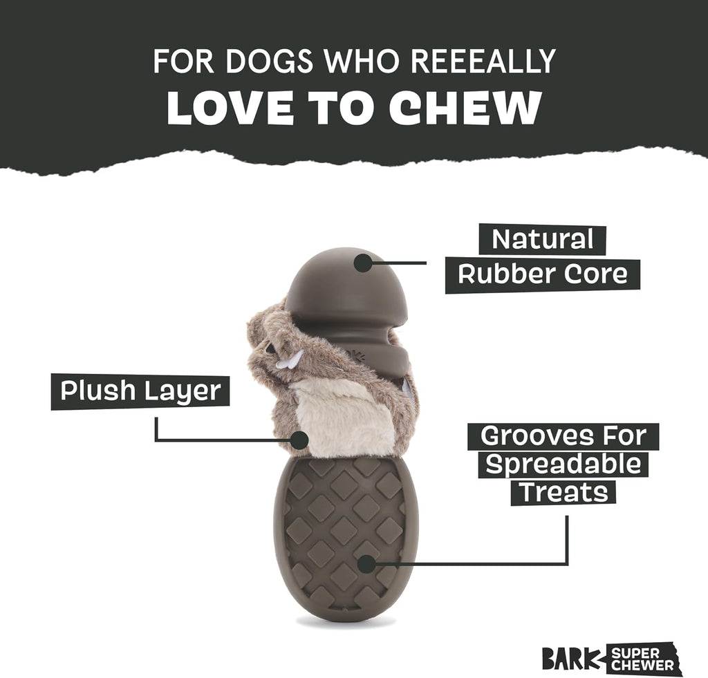 Bark Super Chewer P.B. Beaver Durable Rubber Dog Toy Gray Brown Medium / Large - Dog.Dog.Cat.