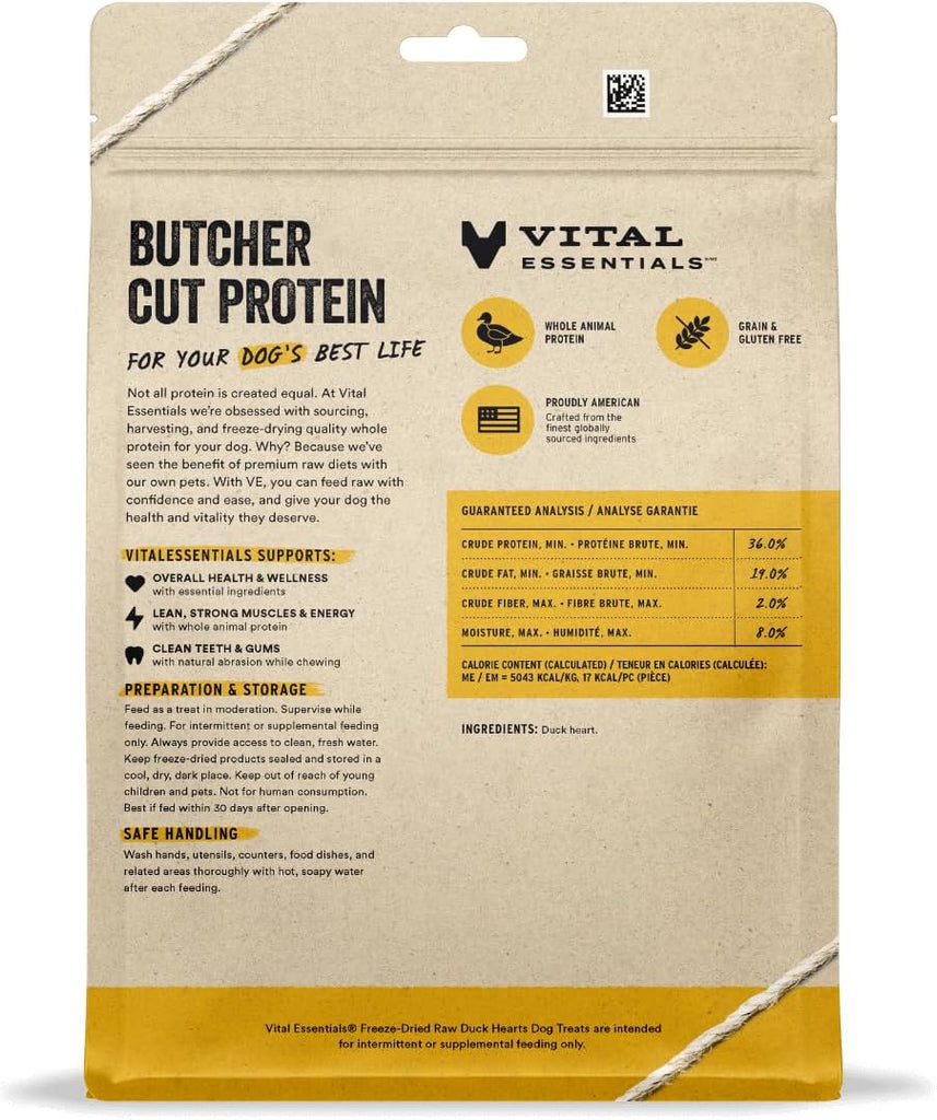 Vital Essential Freeze Dried Duck Hearts 10 oz - Dog.Dog.Cat.