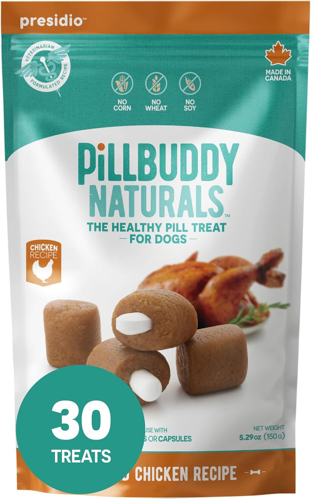 Presidio Pill Buddy Naturals - PB & Banana Recipe Pill Hiding Treats for Dogs - Make A Perfect Pill Concealing Pocket Or Pouch for Any Size Medication - 30 Servings - Dog.Dog.Cat.
