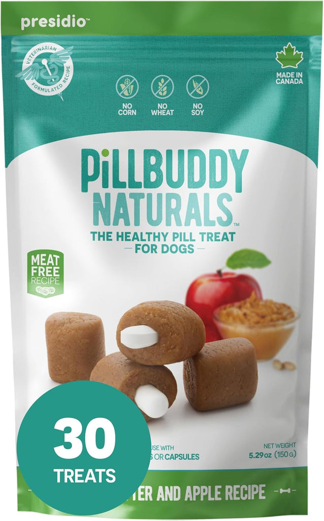 Presidio Pill Buddy Naturals - PB & Banana Recipe Pill Hiding Treats for Dogs - Make A Perfect Pill Concealing Pocket Or Pouch for Any Size Medication - 30 Servings - Dog.Dog.Cat.