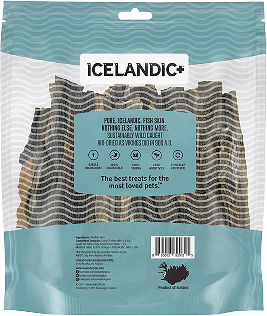 Icelandic+ Sticks & Pieces: Wolffish 9oz - Pure Fish Skin Dog Treats, Air-Dried Single Ingredient Long Lasting Chews - Dog.Dog.Cat.